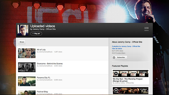 My photo - used for Jeremy Camp's official YouTube page!